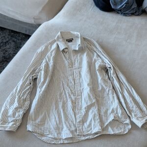 Michael Kors Men's Cream and Gray Striped Shirt